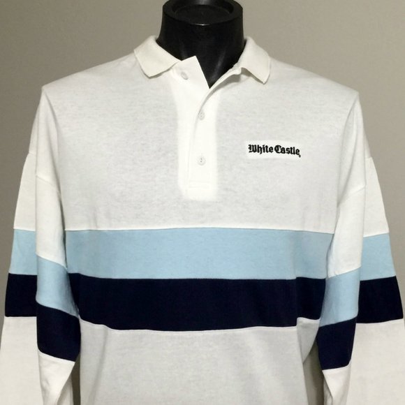 NOS Vintage WHITE CASTLE Burger Diner Rugby Polo Shirt 2XL Union Made In The USA - Picture 5 of 10